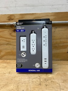 lot 64 image: 4 ft. Multiple Outlet and Wall Mounted Surge Protector Set (3-Pack)