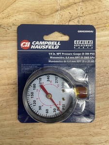 lot 99 image: Campbell Hausfeld - 14 in. NPT Pressure Gauge (0-300 PSI) GR002000AJ