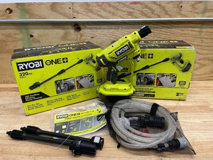 lot 126 image: RYOBI ONE 18V EZClean 320 PSI 0.8 GPM Cordless Battery Cold Water Power Cleaner lot of 2