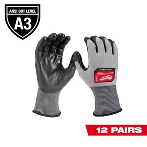 lot 178 image: Medium High Dexterity Cut 3 Resistant Polyurethane Dipped Outdoor & Work Gloves (12-Pack)