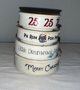 lot 17 image: Set of 4 Holiday-Themed Antique English Ironstone Containers with Festive Inscriptions