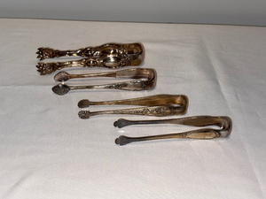 lot 27 image: Vintage French Silver-Plated Sugar Tongs Set of 4 Ornate Designs