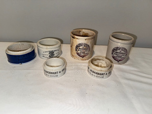 lot 60 image: Collection of Antique English Advertising Ironstone&nbspApothecary and Kitchen Jars
