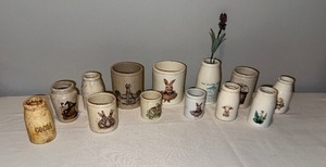 lot 61 image: Lot of 13 English Decorative Ironstone Jars with Animal Designs