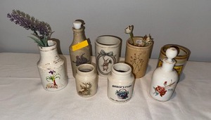 lot 64 image: Antique English Ironstone Bottle and Jar Collection and Digoin France Piece