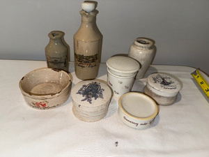 lot 66 image: Antique English Ironstone Lot Jars, Lidded Containers & More