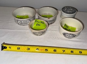 lot 74 image: Rare Antique Ironstone English Advertising Potted Meat & Cold Cream Paste Pots Collection