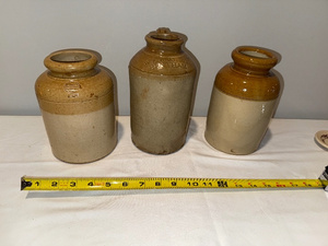 lot 90 image: Lot of 3 Antique English Ironstone Jugs - Hosea Tugby & W.F. Wrathall