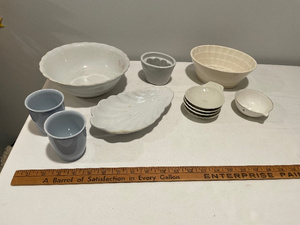 lot 96 image: Assorted Antique English Ironstone Dishware Lot - Bowls, Cups, Plates