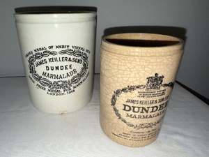 lot 98 image: Vintage James Keiller & Sons Dundee Marmalade Jars - Set of 2