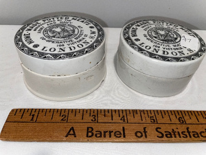 lot 106 image: Antique English Advertising Ironstone&nbspArmy & Navy Co-op Society Potted Meat Pots