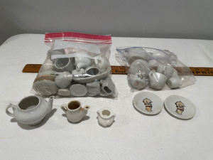 lot 111 image: Vintage Miniature English Porcelain Doll Dishes with Illustrated Plates