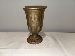 lot 125 image: Antique French Cast Iron Vase with Rustic Patina - 7.5 Inches