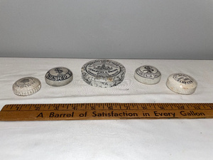 lot 190 image: Collection of 5 Antique English Advertising Ironstone&nbspToothpaste & Tooth Powder Pot Lids