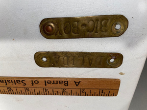 lot 206 image: Antique French Stoneware Nameplates BIC-BOY and DALTON