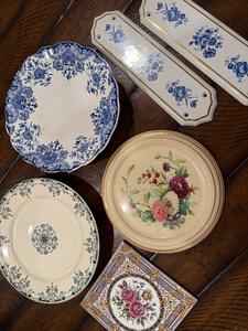 lot 221 image: English Ironstone Stamped Decorative Plate and Wall Plaque Collection - Floral Designs