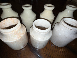 lot 226 image: Lot of 7 Antique English Ironstone Jugs with Crackle Glaze