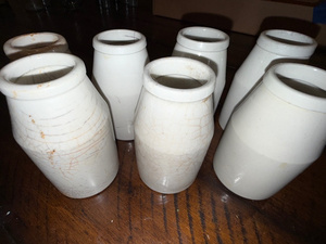 lot 230 image: Set of 7 Ironstone Antique English White Ceramic Crackled Glaze Jars