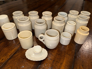lot 235 image: Assorted Lot of Antique French and English Ironstone Jars & Containers Collection - Assorted Lot