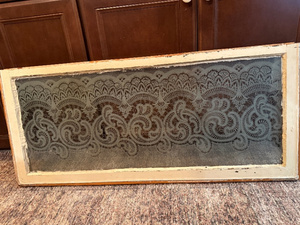 lot 237 image: Vintage Etched Glass Window with Lace Pattern