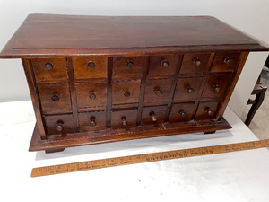lot 244 image: Vintage Wooden Apothecary Cabinet with Multiple Drawers