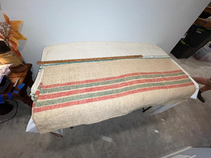 lot 247 image: Vintage European Grain Sacs with Colorful Stripes
