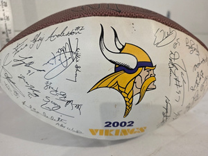 lot 24 image: 2002 Wilson NFL Football with Minnesota Vikings Logo & Autographs
