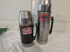 lot 30 image: Vintage UNO-VAC Stainless Steel Thermos Bottles Set
