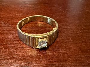 lot 60 image: Gold-Toned Sterling Silver Ring with Clear Stone, 925 Marked