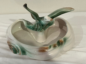lot 73 image: Vintage Ceramic Bird Planter with Green and Brown Accents