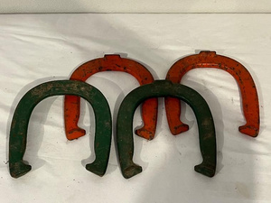 lot 80 image: Vintage Double Ringer Horseshoes Set - 4 Official Diamond