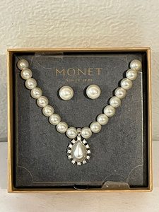 lot 100 image: Monet Pearl Necklace and Earring Set in Original Box