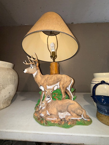 lot 119 image: Rustic Deer-Themed Table Lamp with Shade