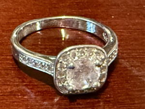 lot 122 image: Sterling Silver Halo Setting Ring with 925 Stamp