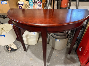 lot 123 image: Cherry Half-Moon Console Table with Elegant Design
