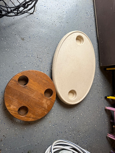 lot 142 image: Round Wood & Oval Beige Component Set with Cutouts
