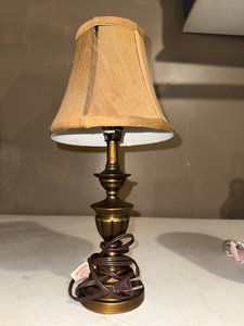 lot 147 image: Vintage-Style Brass Table Lamp with Fabric Shade