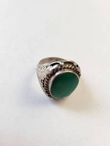 lot 37R image: Sterling Silver Green Turquoise Ring Size 10.5, 17.72 Grams