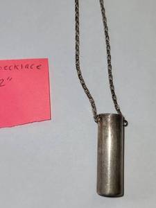 lot 44R image: Sterling Silver Aveda Necklace 32in 18.64g Cylinder Pendant