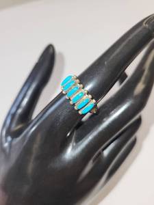 lot 54R image: Sterling Silver Turquoise Ring Size 7.5, 3.92 Grams