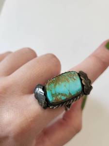 lot 57R image: Sterling Silver Turquoise Ring Size 9 10.2g Not Marked