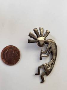 lot 59R image: Keyonnie Begay Sterling Silver Kokopelli Pendant Brooch 8.95g