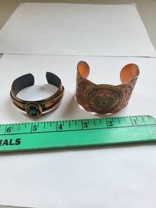 lot 66R image: Set of 2 Native American Style Copper Bracelets with Turquoise Accents