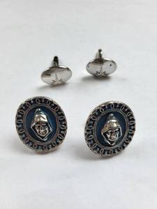 lot 69R image: Swank Blue Enamel Cufflinks with Roman Soldier Design