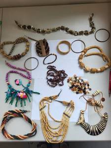lot 72R image: Collection of Wooden Necklaces and Bracelets Assorted Styles