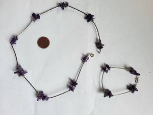 lot 79R image: Sterling Silver and Amethyst Necklace and Bracelet Set, 20.09 Grams