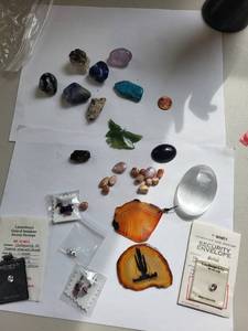 lot 82R image: Collection of Gemstone Cabochons and Jewelry Pieces including Amethyst, Lapis, Turquoise, Agate