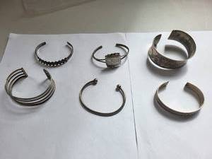lot 86R image: Set of 6 Silver Plated Cuff Bracelets Assorted Designs