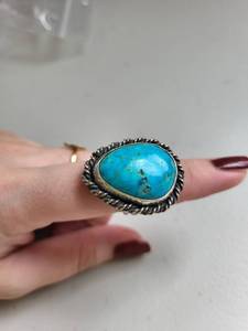 lot 127R image: Sterling Silver Turquoise Ring Size 7, 13.73g (Not Marked)
