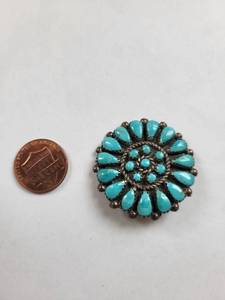 lot 133R image: Sterling Silver and Turquoise Brooch Pendant 4g